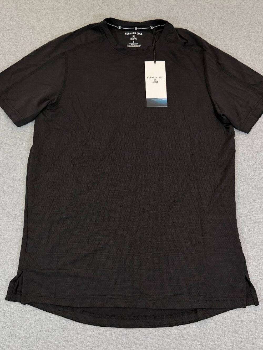 Kenneth Cole Active Mens Tech Short Sleeve Tee Shirt Black S Mesh Stretch NWT